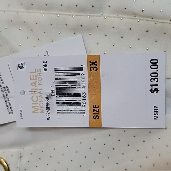 MICHAEL Womens White Sheer Lined Grommet Hardware Darted Polka dot 3x - Picture 7 of 8